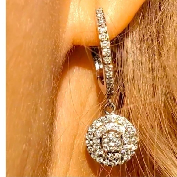 Earrings natural diamonds 💎 elegant and luxury delicate and stylish white gold - Picture 3 of 9